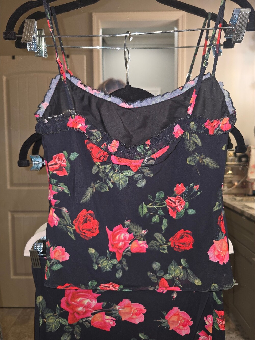 NWT Peppermayo SET Floral Camisole Maxi Skirt Black Red Roses SMALL Evening Top - Picture 6 of 16